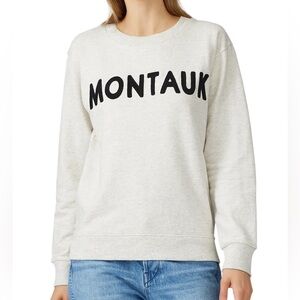 J. Crew Montauk Sweatshirt Knit gray with Navy Embroidered Lettering XXL